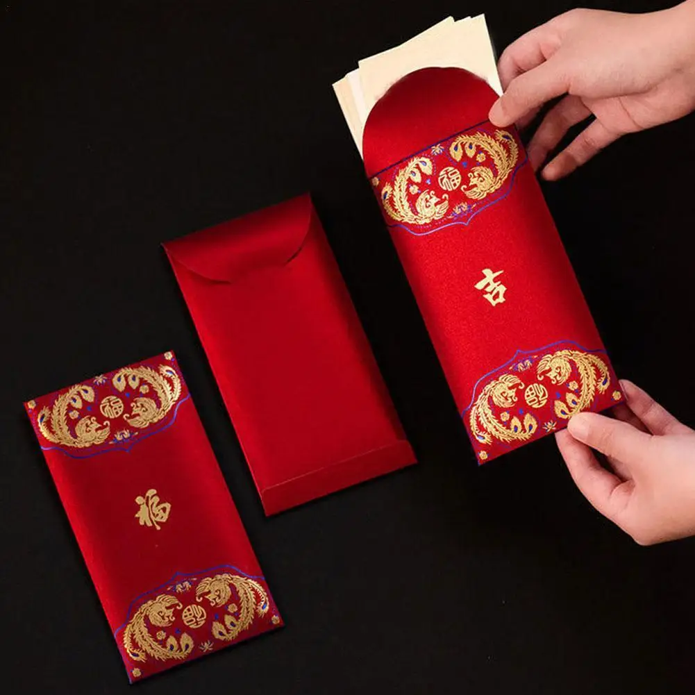 

6PCS Chinese Red Envelope Creative Hongbao New Year Spring Festival Wedding Birthday Marry Red Gift Envelope