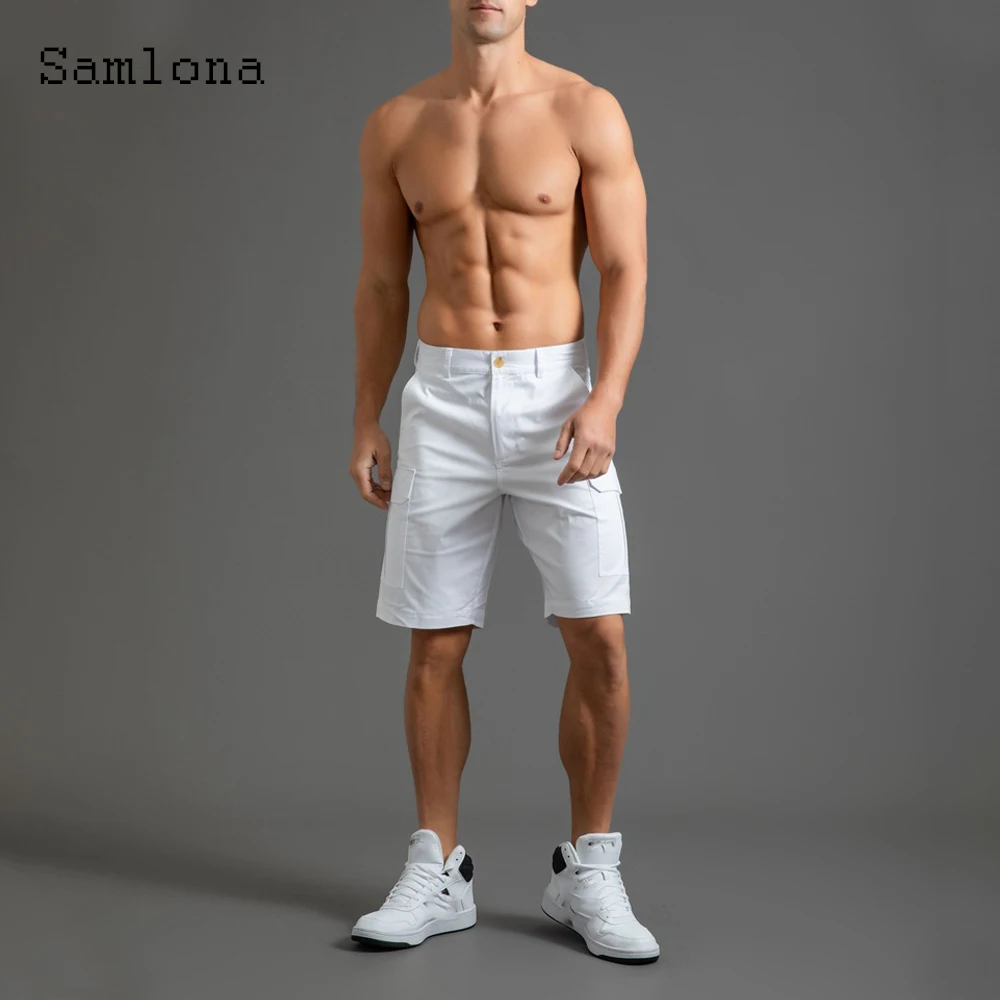 Plus size 3xl Mens Fashion Leisure Shorts 2022 Summer New Sexy Zipper Pockets Half Pants White Khaki Outdoor Casual Short Bottom