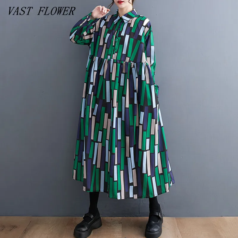 

Женское винтажное платье с длинным рукавом, свободного покроя