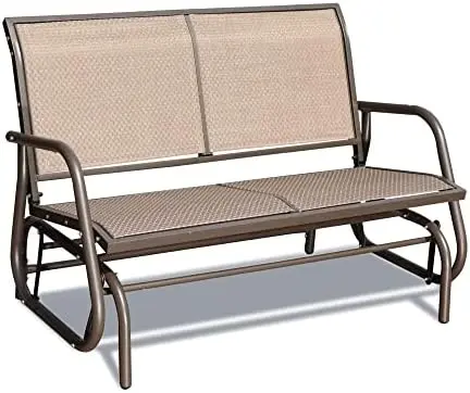 

Swing Glider Chair Swing Bench for 2 Person, Outdoor & Indoor Lawn Steel Rocking Garden Loveseat with Cupholder for Outside