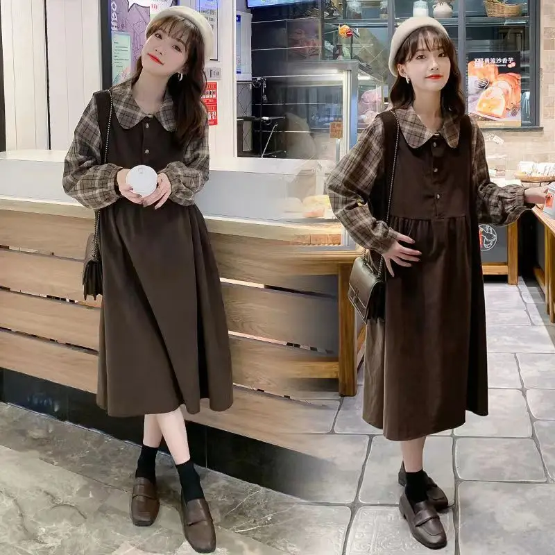 Maternity Thick Dresses Spring Winter Clothes For Pregnant Women Pregnancy Full Sleeve Dress Mother Clothing enlarge