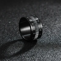 12mm titanium steel rotatable camera lens ring new fashion high quality black domineering ring personalized index finger ring