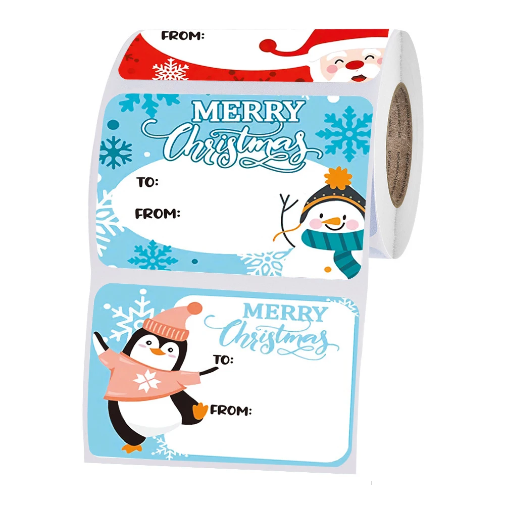 

250pcs/roll Merry Christmas stickers for Gifts Wrapping Xmas Gift Name Tag Stickers Snowman Decorative stickers Festive Decor