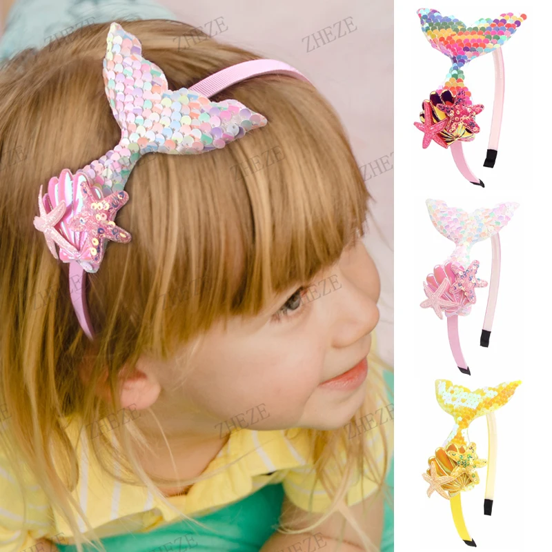 

Cosplay Mermaid Headband For Girls Bling Seashell Starfish Birthday Party Hairband DIY Hair Accessories Boutique Gift