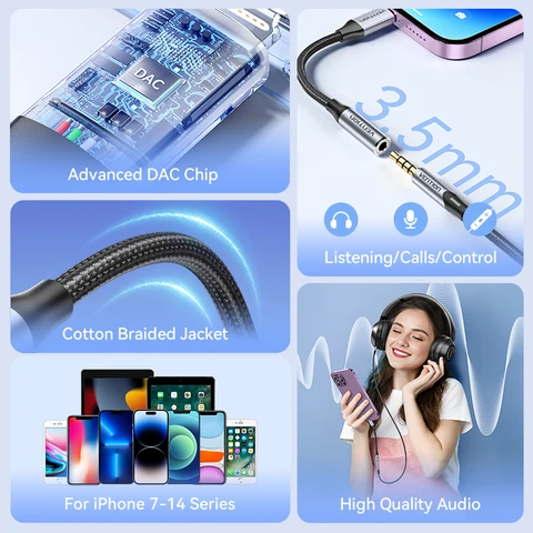 Кабель AUX Vention для iPhone