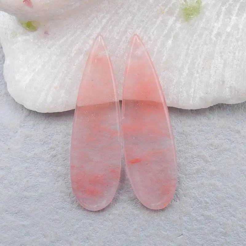 

Handmade Jewelry Volcano Cherry Quncortz Front Drilled Earring Bead 40x12x4mm 6g Fashion Jewelry Women Earrings