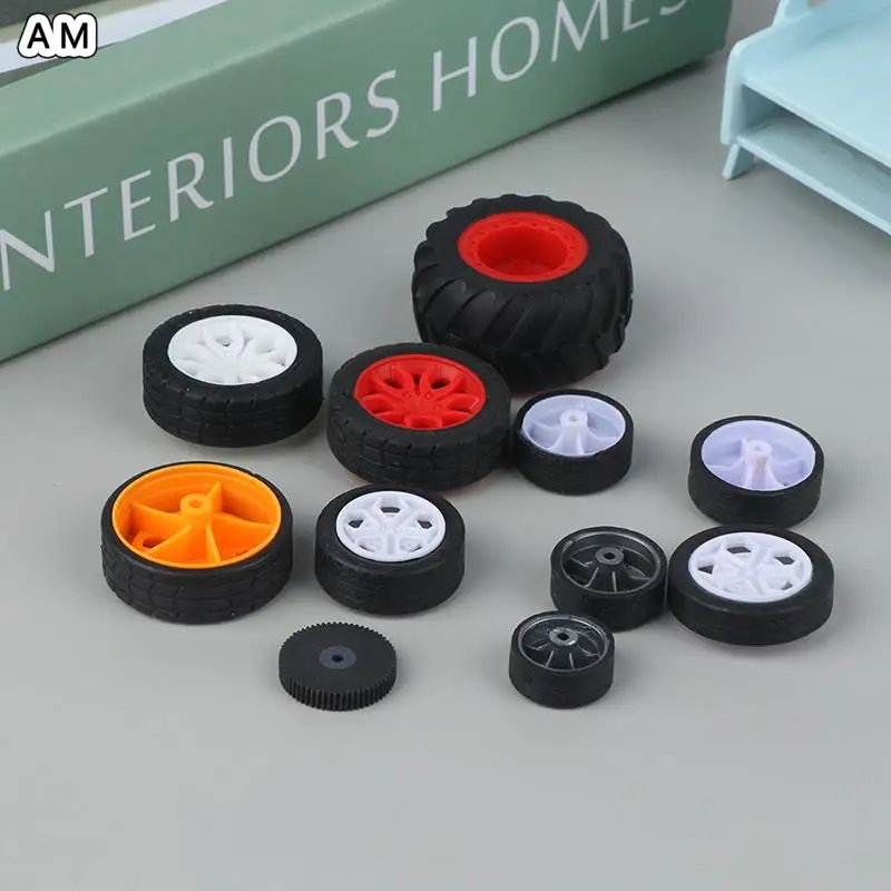 

10PCS PC Toy Wheel Rubber Rim Tyres DIY Mini Technology 4WD Colorful Tires Hole Dia 2mm 2.5mm 3mm for RC Model Cars Toycars Part