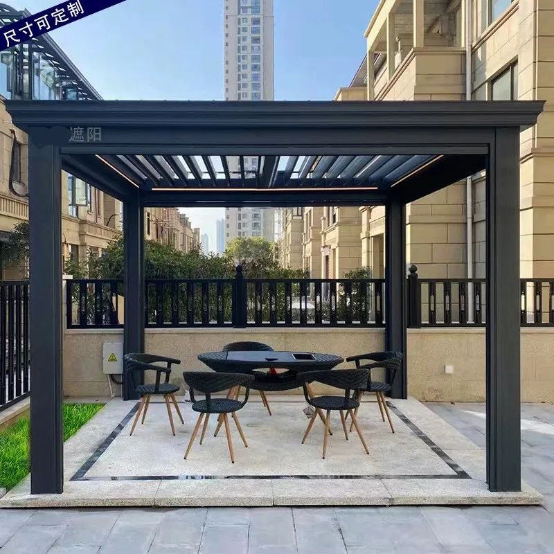 

Personalized size 3*4*2.5mCheap quick installation electric shutter pavilions garden With Factory Wholesale Price Pergola