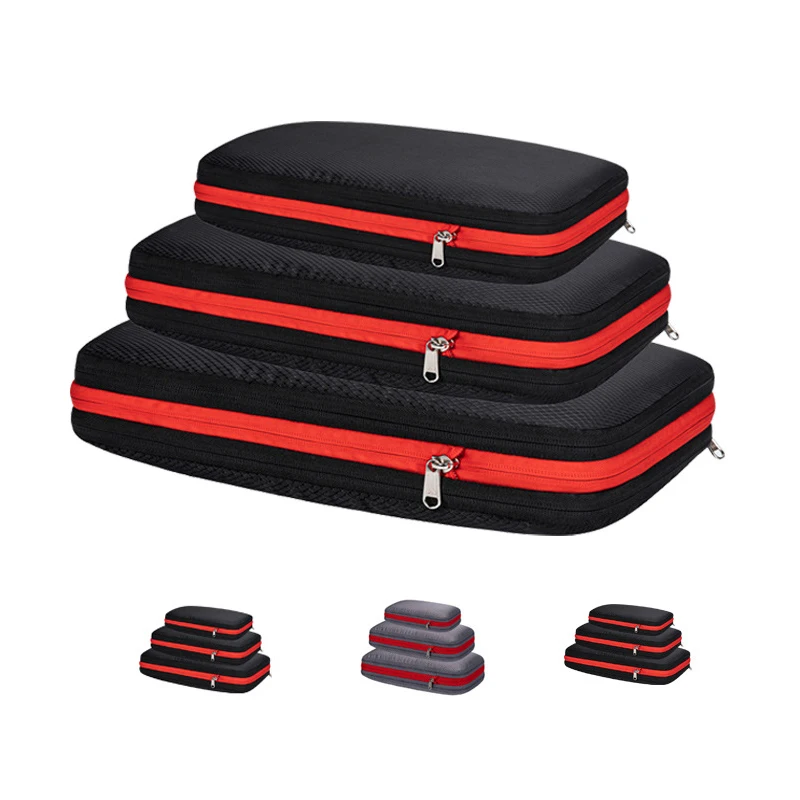 3Pcs Travel Packing Cubes Compression Packing Clothes Storage Bag Large Capacity Travel Waterproof Cube Zip Storage Bag