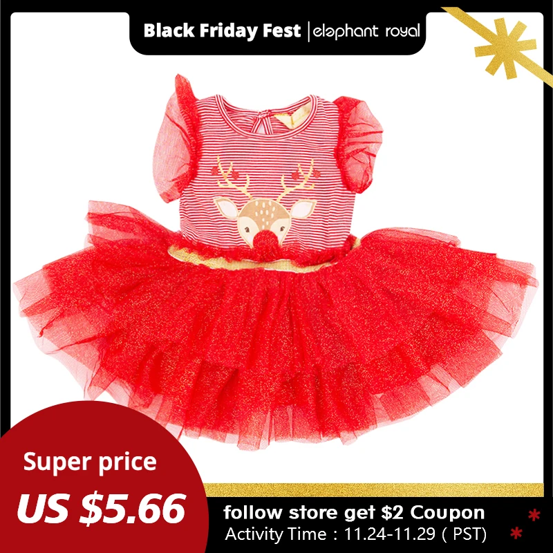 

Elephant Royal Newborn Baby Clothes Christmas Dress Infant Toddler Lace Skirt 1 Year Birthday Party Princess Dress For Baby Girl
