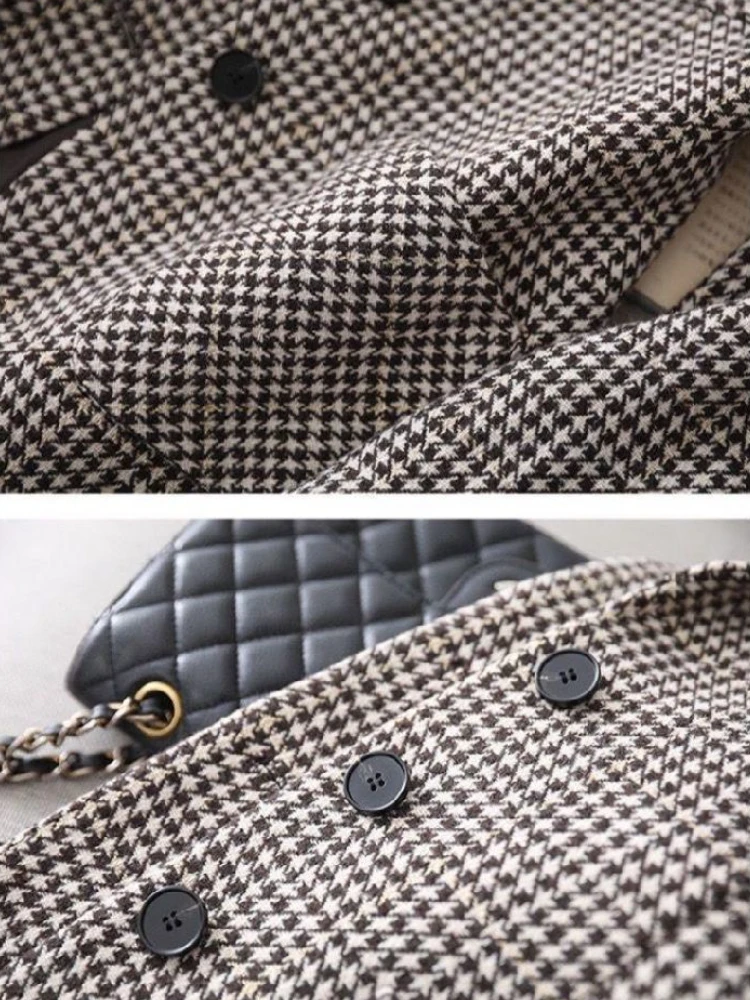 Женский блейзер с карманами яркий дизайнерский клетчатый Ретро Простой