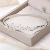 hand decoration custom name bracelet personalized custom nameplate cuff bangles women men stainless steel birth jewelry gifts