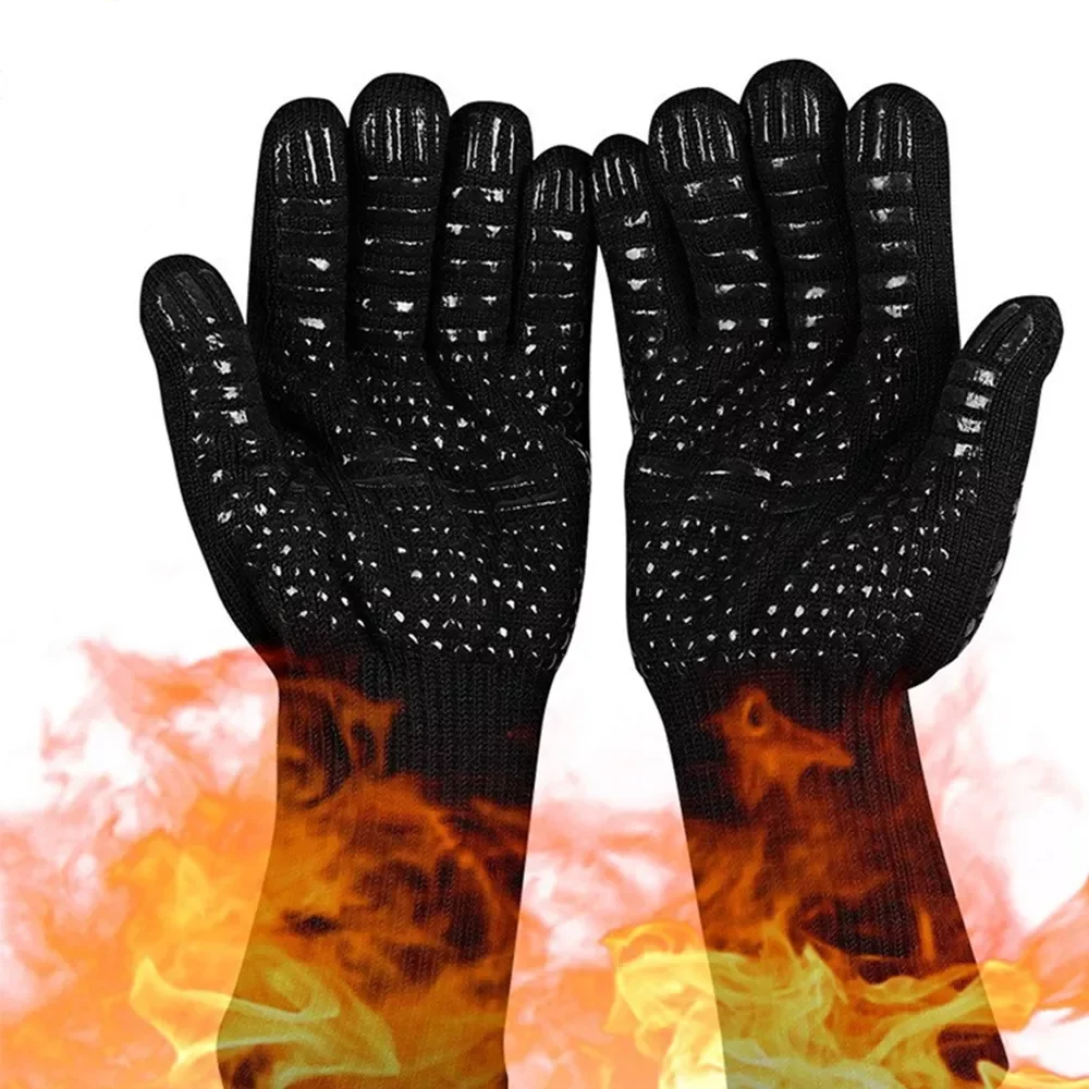 

500/800 Degree Oven Mitts Gloves BBQ Silicon Gloves High Temperature Anti-scalding Insulation Barbecue Microwave Cooking