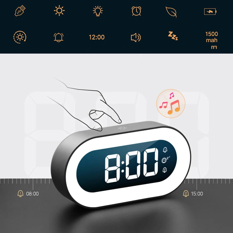 

LED Table Clock Night Light Digital Alarm Clock Kids Christmas Gift Creative Sleepping Bedroom Bedside Lamp USB Desktop Clocks