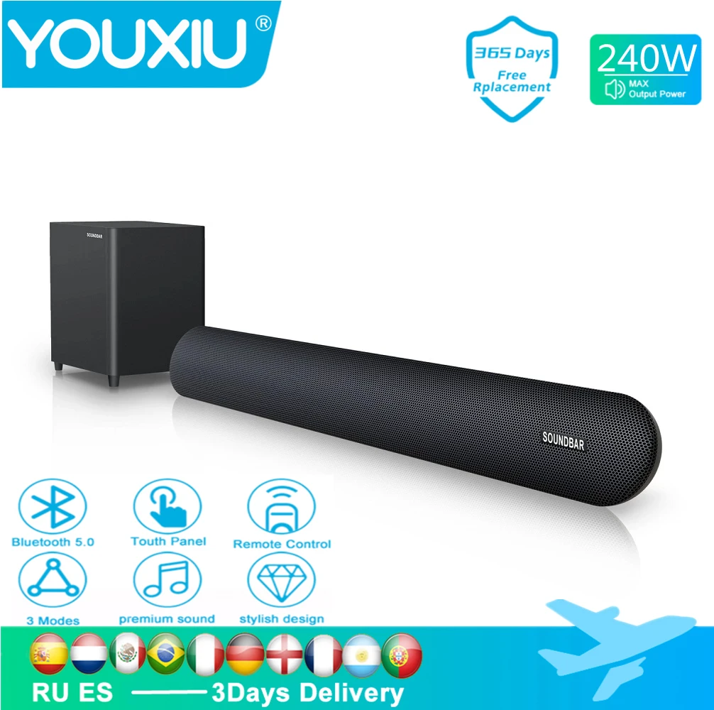 

240W Soundbar Caixa De Som Bluetooth Home Theater 5 1 Subwoofer 27.5in Usb Speaker Blutooth Speaker Residential Sound Speakers