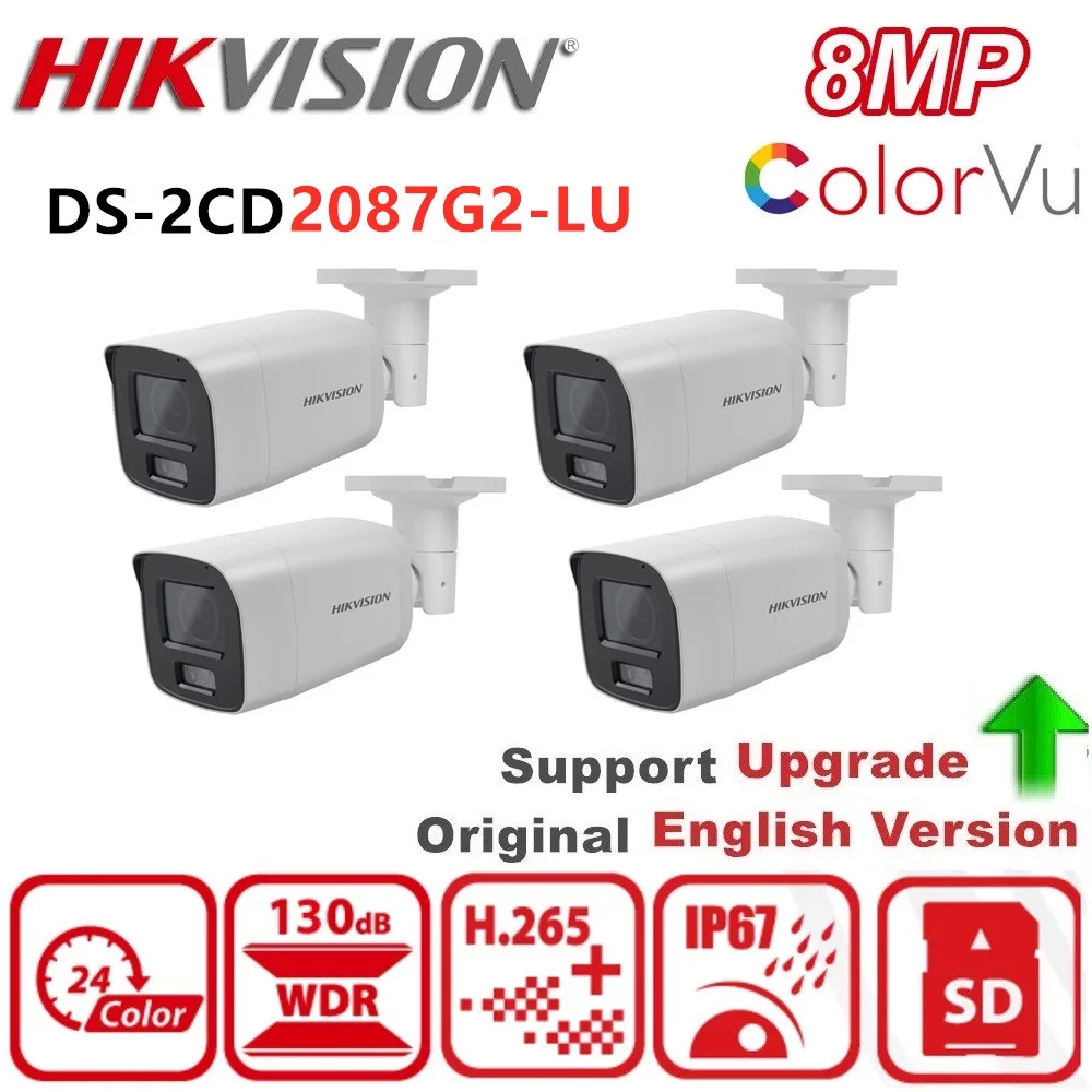 Hikvision 8MP CCTV Camera 4K 8 MP ColorVu Bullet Network DS-2CD2087G2-LU AcuSense PoE IP Camera Focusing on human and vehicle