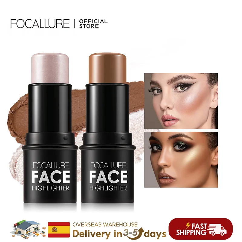 

FOCALLURE Highlighter Makeup Glitter Contouring Bronzer For Face Shimmer Powder Creamy Texture Illuminator Stick Women Cosmetics