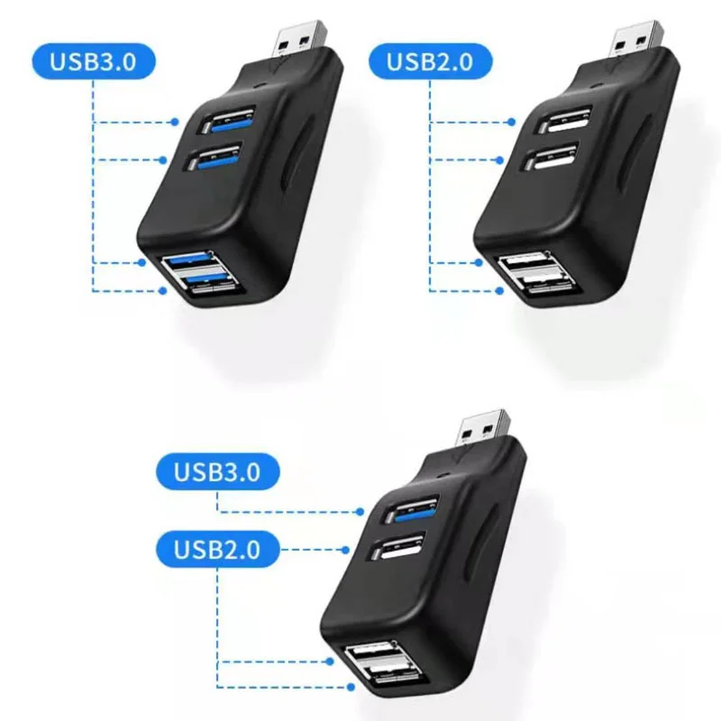 

USB Hub 4 Ports USB 3.0 Hubs Adapter Mini Rotating Splitter For PC Notebook Laptop Mac Computer USB 3.0 Data Transfer Connector