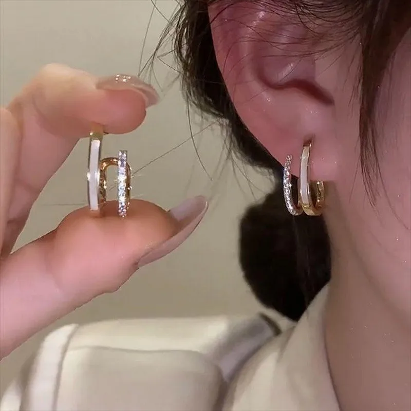 

Fashion Korean Irregular U-shaped Striped Earrings For Woman Girls Geometric Crystal Earring Party Jewelry Accessories Gifts