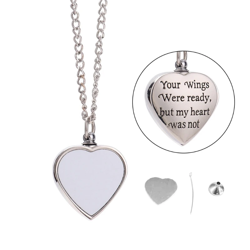 

Custom Heart Pendant Photo Cremation Jewelry Sublimation Urn Necklace for Ashes