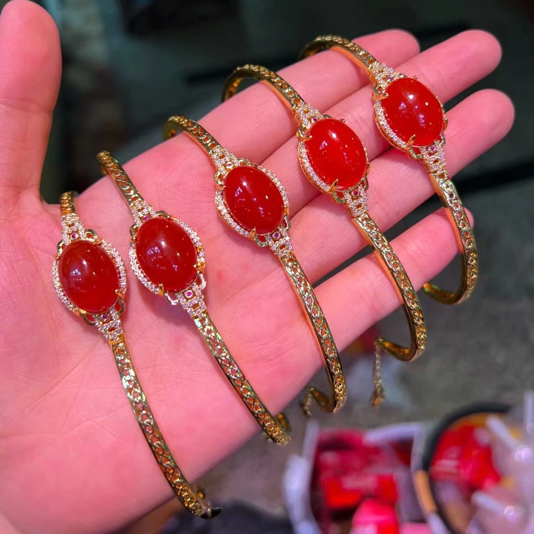 

Natural red agate row bracelet for women fine jewellery gift