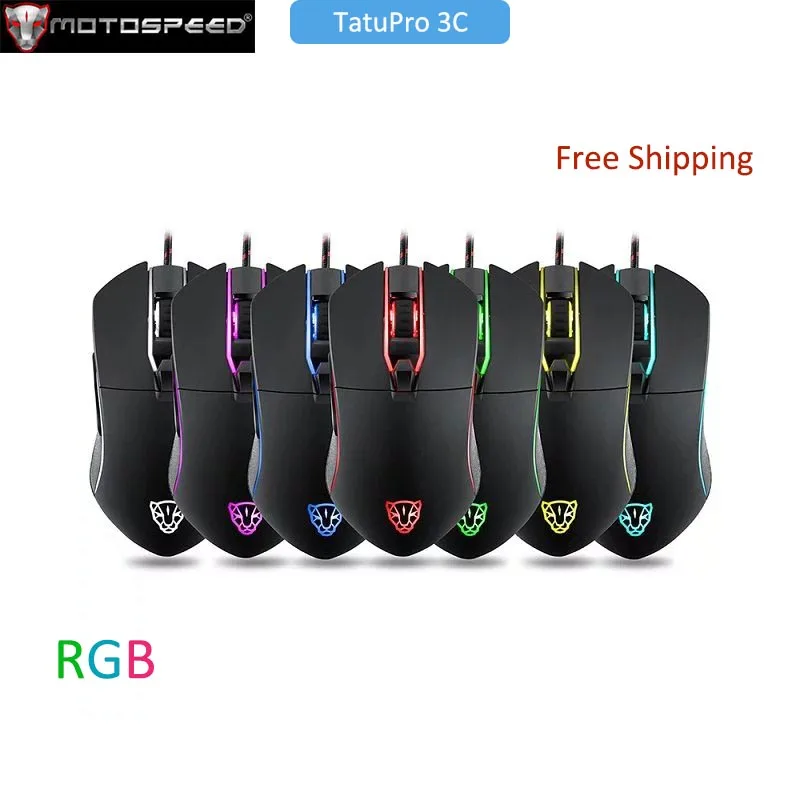 Проводная игровая мышь Motospeed V30, оригинальная оптическая RGB подсветка, 6 DPI, регулируемая USB-мышь 3500 DPI для офиса, ноутбука, школы