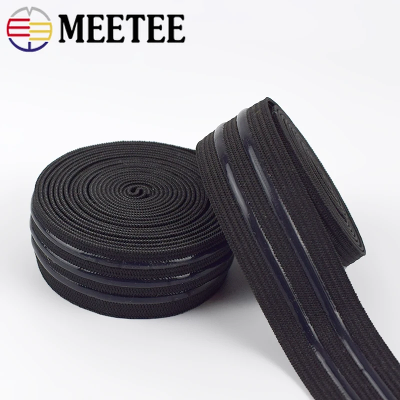 

5/10M Meetee 25mm Non-slip Elastic Bands Silica Gel Stripe Sportswear Pants Spring Belt DIY Garment Sewing Accessories Material