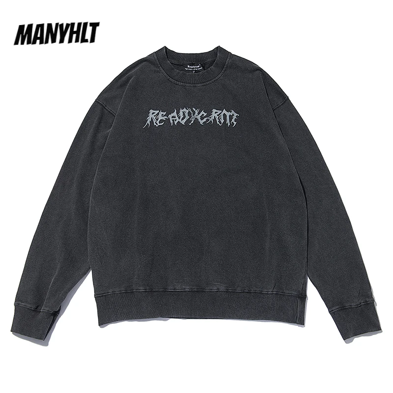 

Retro Gradient Washed Mens Sweatshirts Spring and Autumn Crew Neck Oversize Harajuku Hoodies Loose Hip Hop Casual Solid Hoody
