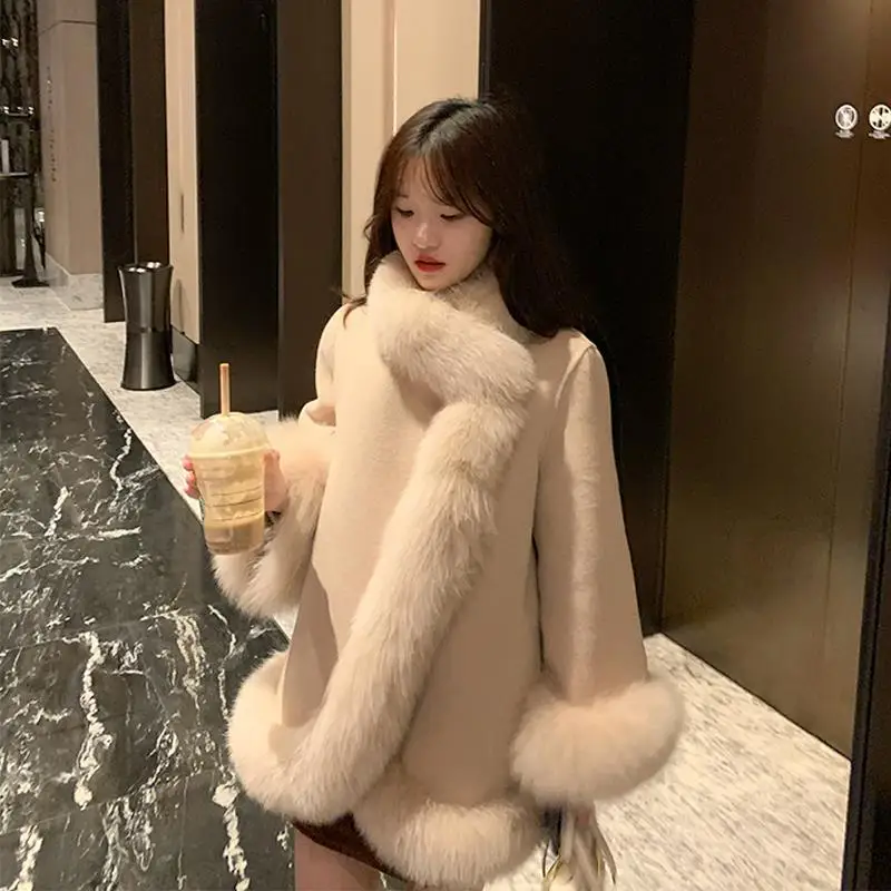 

Women's Winter Coats Fashion Wool & Blends Overcoat Female Elegant Solid Thicken Warm Coat Cloak Jackets for Women 2022 E714
