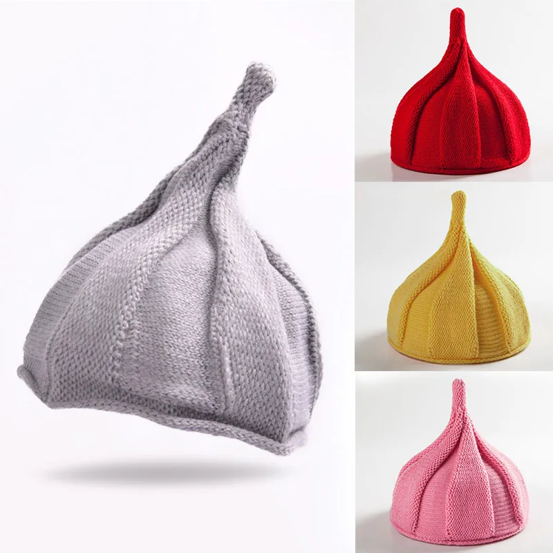 

New Baby Hats Knitted Baby Caps Beanie Cute Pointy Kids Knit Hat Winter Warm Baby Bonnet Fashion Cap for Children Baby Muts