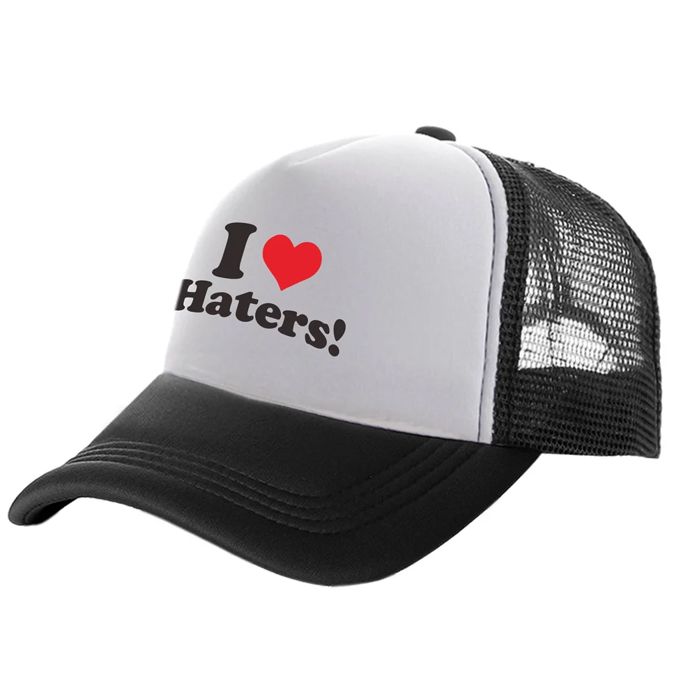

I Love Haters, Кепка-тракер, Мужская забавная Кепка, бейсболка, крутая летняя сетчатая Кепка унисекс