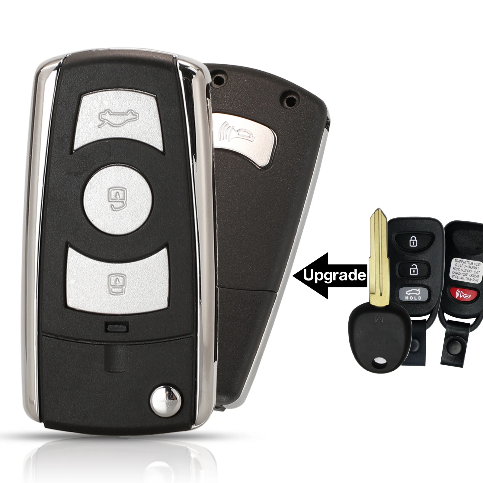 

jingyuqin Modified Car Key Shell case For Hyundai Santa Fe Aceent Elantra H1 Tucson Click Avante KIA Morning Picanto Cerato Rio