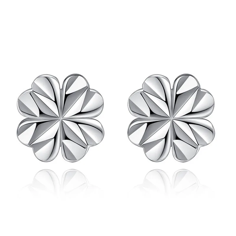 

Silver-plated Earrings Korean Four-leaf Clover Stud Earrings For Women Earing Jewelry Earings Earring Kolczyki Pendientes CF8