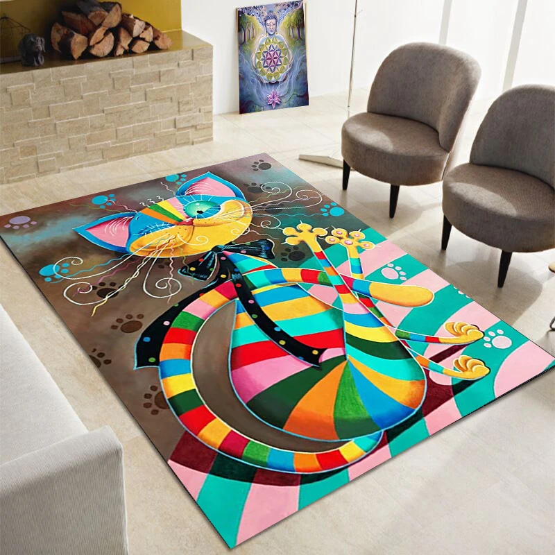 Artistic Colors Kitty Print Carpet Bedroom Family Living Room Office Bathroom Mats and Birthday Gifts