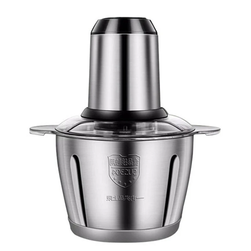 Meat Grinder 2L Stainless Steel Electrical Food Processor Blender Mixer Machine For Kitchen Fruits Garlic Nuts, EU Plug