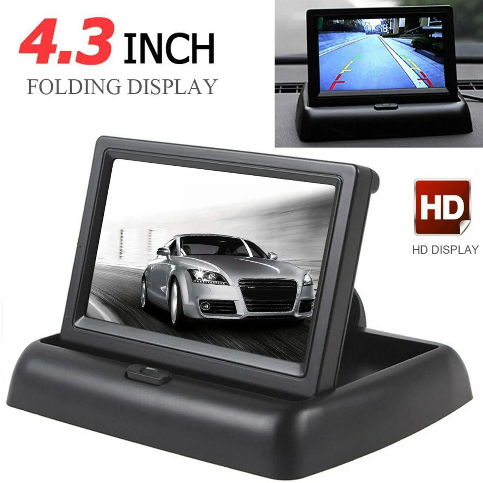 

Car Vehicle 4.3 Inches Flip Down Foldable TFT LED Rear Screen Parking Camera View Monitor Reverse Monitor Screen HD Kit H3I8