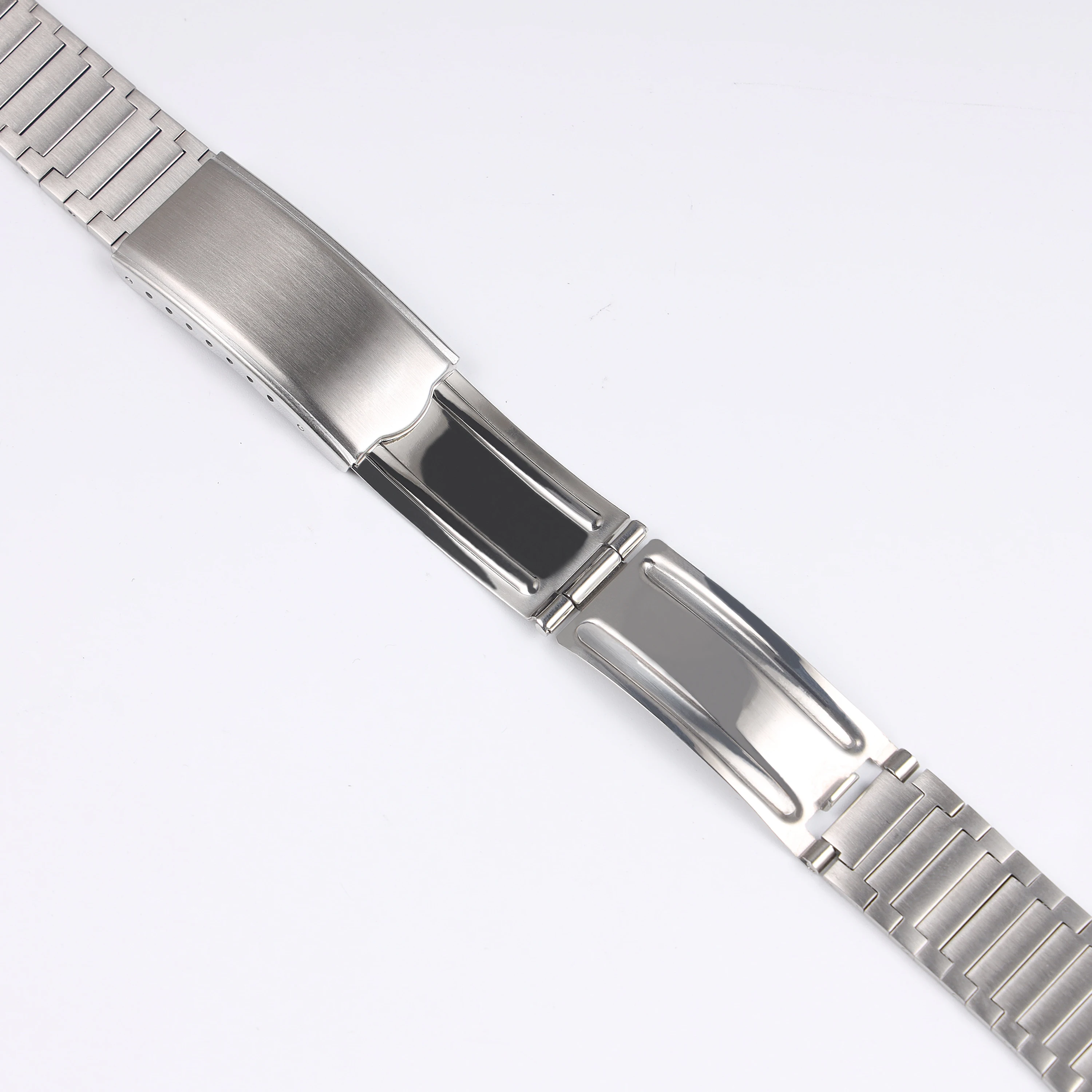 Фото Винтажный ремешок для часов Omega TV Seamaster 1020 из матовой серебристой нержавеющей стали 22*11 мм с металлической раскладывающейся застежкой, браслет на запястье №5