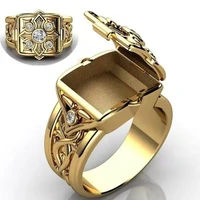 punkboy secret small room coffin ring for men punk gold plated color carved open cap pattern ring hip hop party jewelry