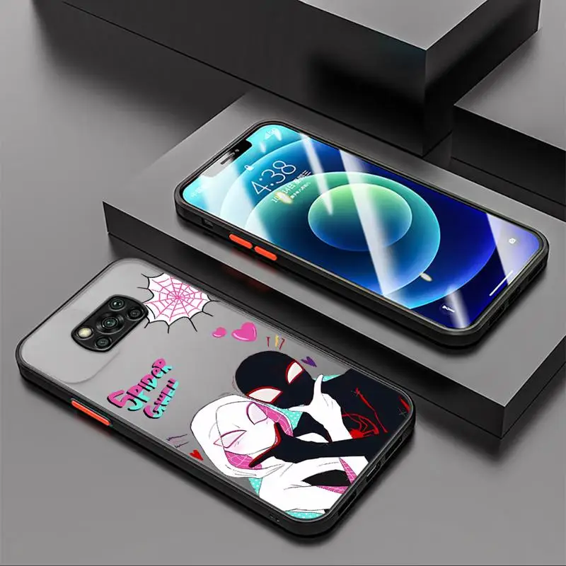 phone case for Xiaomi mi 14 13 11 lite 9t 10c 9a 12 10t pro 13c 11t Los casos matte frosted fundas Marvel Spider Man Gwen Love