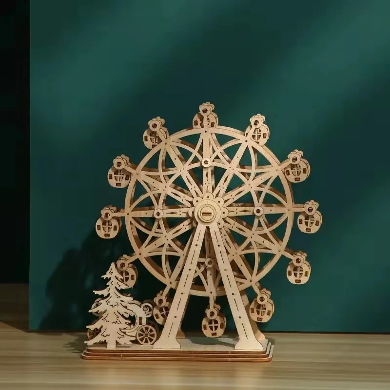 

Высококачественный 3D Деревянный пазл-колесо обозрения, креативные деревянные трехмерные головоломки, строительные блоки для взрослых и де...