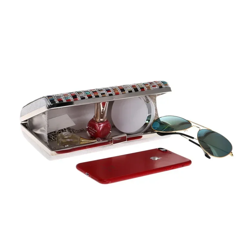 Красочные вечерние сумки с бриллиантами женские свадебные блестящие клатчи