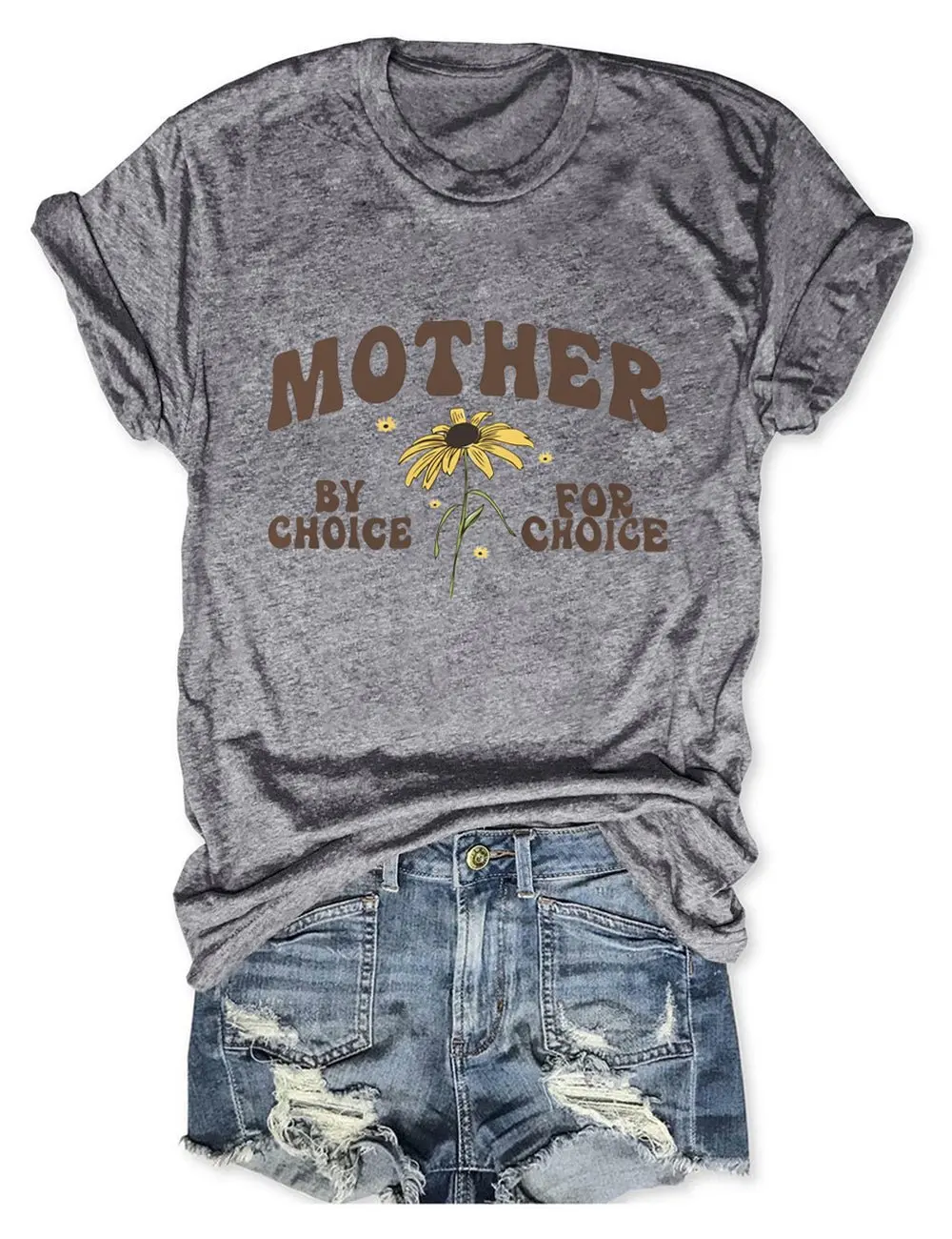 

Teeteety Womens High Quality 100% Cotton Mother By Choice For Choice Print O-neck T-shirt