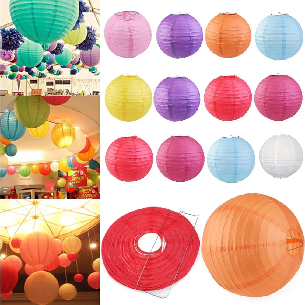 

Lanterns Paper Lantern Chinese Decorative Led Lights Decor Hanging Outdoor Coloured Lamps Multi Garden Red Wedding Yellow