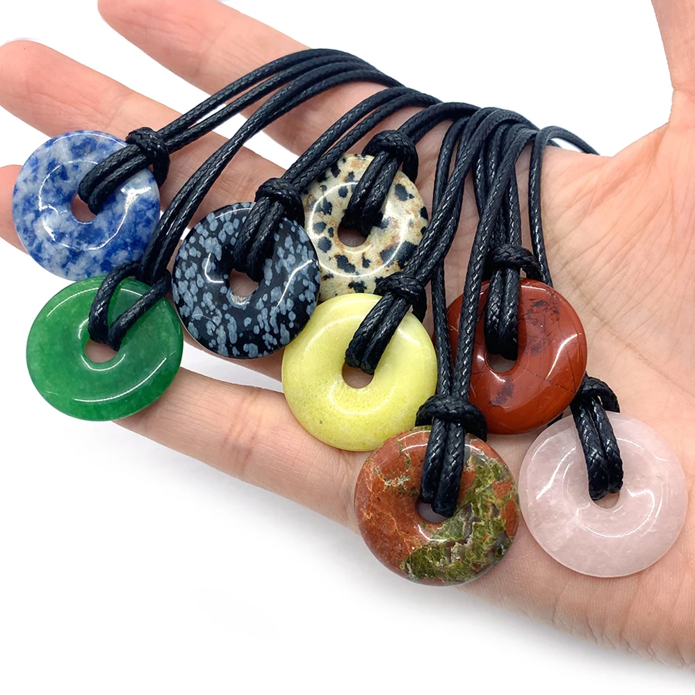 

Natural Stone Necklace Old Amethyst Pink Crystal Pendant Necklace 27mm Charm DIY Lucky Necklace Jewelry Women Gift Accessories