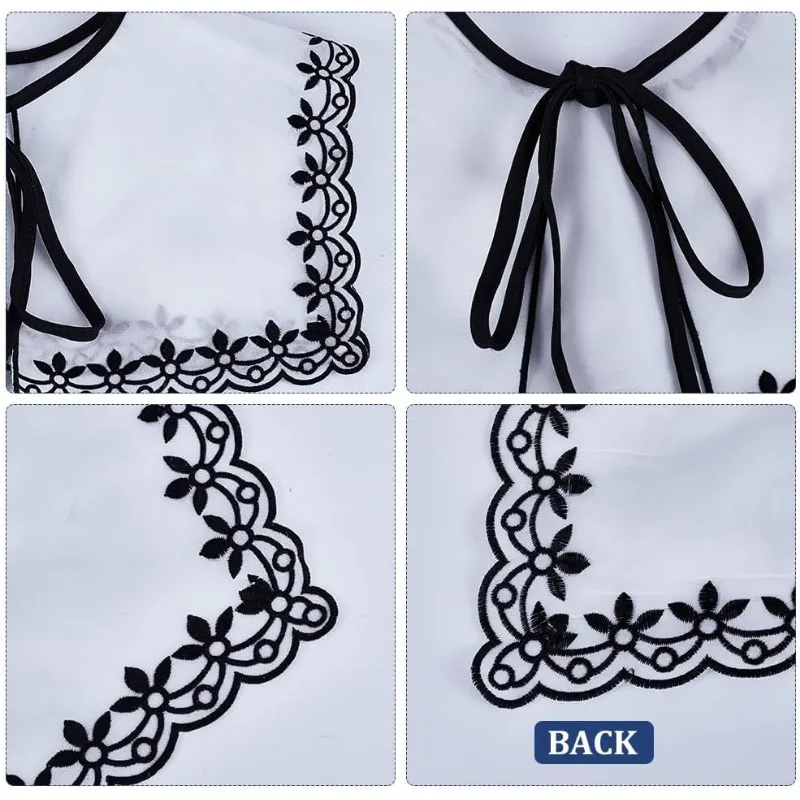 1 шт. съемный воротник из органзы с цветочной вышивкой