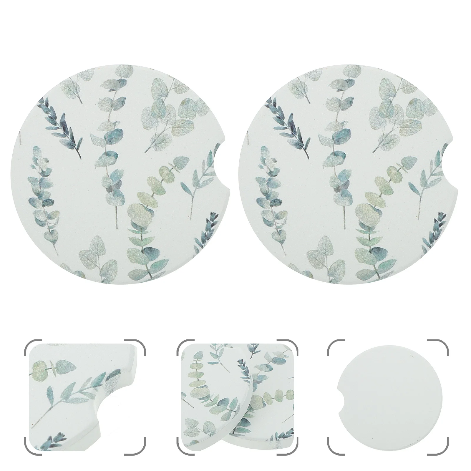 

2pcs Non-slip Car Coasters Cup Holder Car Interior Decor Ceramic Coaster