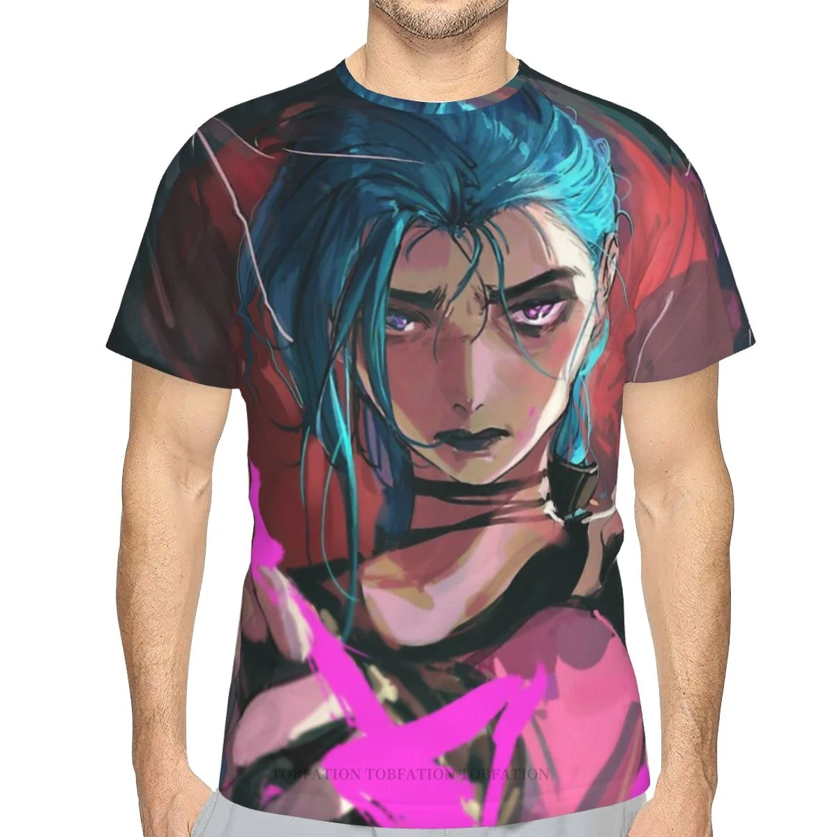 

Футболка JINX с 3D принтом для мужчин, свободные топы из полиэстера для фитнеса и пляжа в стиле хип-хоп, для Arcane LOL, унисекс