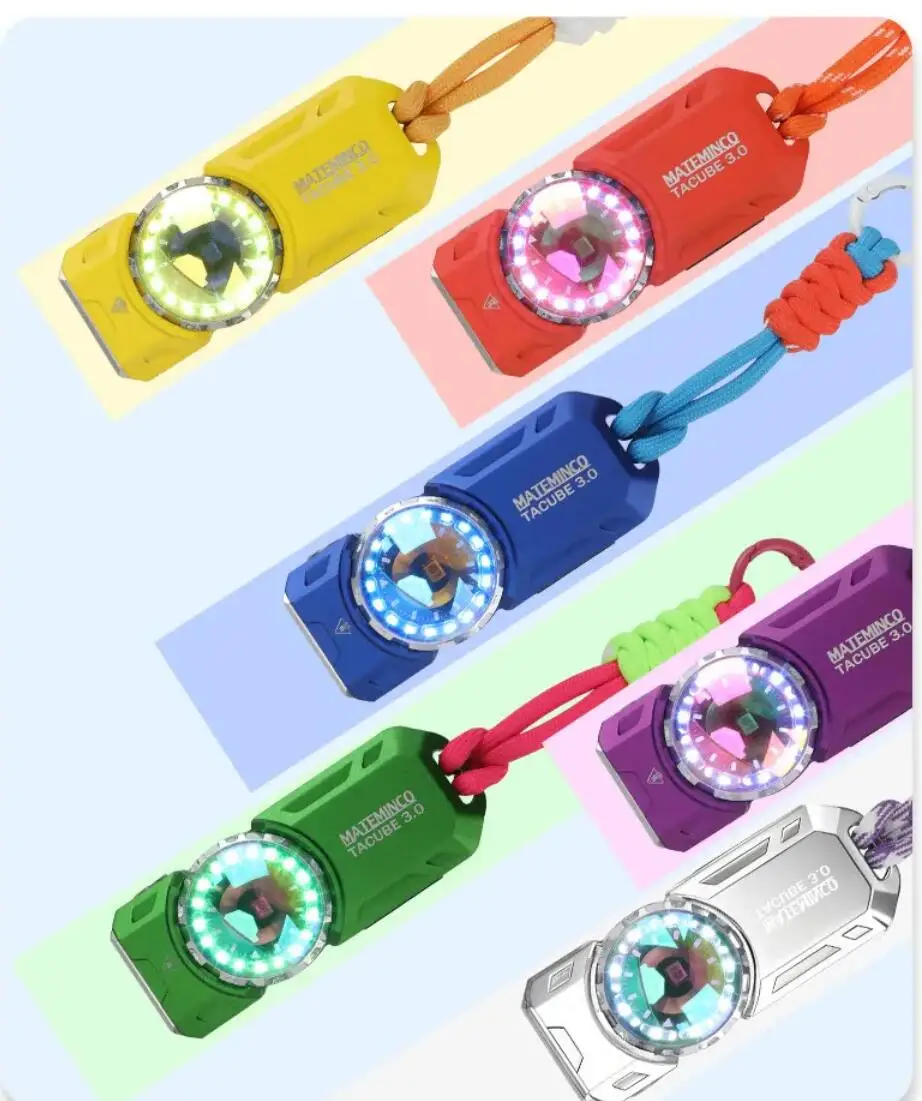 Фото Фонарь MATEMINCO TACUBE 3.0 EDC RGB с поворотным регулятором, 1500 люмен, перезаряжаемый через Type-C, УФ-светодиод 395 нм №1
