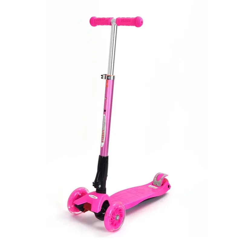 

3-Wheel Foldable Scooter With Lightup Wheels & Extendable T-Bar - Pink