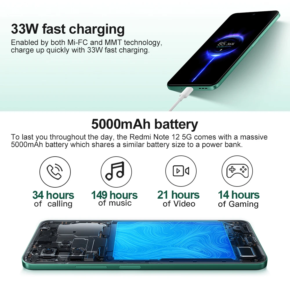 Xiaomi Redmi Note 12 5G Smartphone Global Version 128GB/256GB NFC  6.67